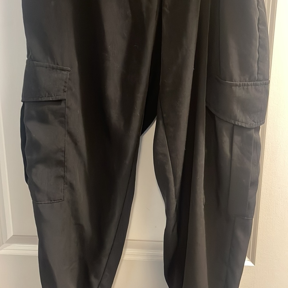 Zara xl black cargo with side pocket elastic waist pants - Picture 4 of 6